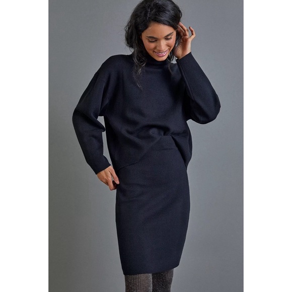 Anthropologie Maeve Anja Sweater Midi Skirt Black NWT SZ XL - Picture 3 of 12
